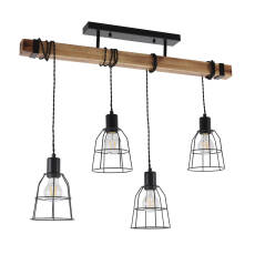 Italux Ponte PND-4290-4-L lampa wisząca retro klosze metal czarny drewno E27 4x60W IP20 62cm 