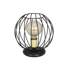 Emibig ALBIO LN1 BLACK 144/LN1 lampa stołowa loft metalowa złoto czarna klosz druciak 1x60W E27 24cm