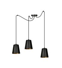 Emibig LINK 5 BLACK / GOLD 455/5 lampa wisząca klosz czarny złoty środek metal 5x60W E27 80cm