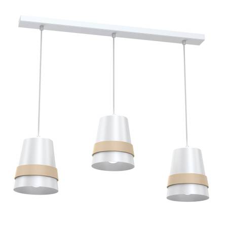 Milagro VENEZIA WHITE MLP5438 lampa wisząca nowoczesna połączenie bieli z drewnem 3xE27 60cm