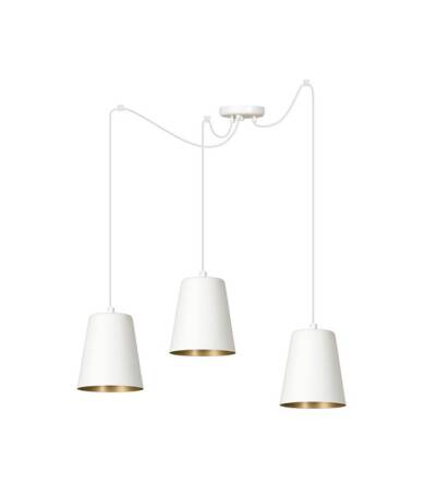 Emibig LINK 3 WHITE / GOLD 456/3 lampa wisząca klosz biały złoty środek metalowy kubek potrójna 3x60W E27 80cm