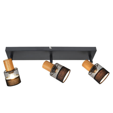 Italux Coletta SPL-90110-3 listwa oświetleniowa retro metal czarny, drewno, tkanina  3xE14 LED 4W 45cm IP20