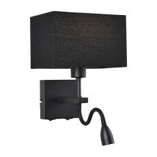 Italux Norte WL-1122-2-BL-BM-RC-BL kinkiet lampa ścienna nowoczesny stal czarny mat abażur tkanina prostokąt czarny E27 60W LED 3W 3000K IP20 29cm