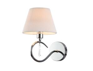 Maytoni Talia MOD334-WL-01-N kinkiet lampa ścienna metalowa rama nikiel abażur z biały tkanina wisiorki 1xE14 40W 15 cm