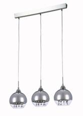 Maytoni Iceberg P012-PL-03-N lampa wisząca metalowa rama nikiel chromowane szklane klosze kryształki 3xE14 40W 57 cm