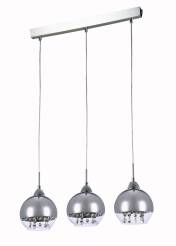 Maytoni Iceberg P012-PL-03-N lampa wisząca metalowa rama nikiel chromowane szklane klosze kryształki 3xE14 40W 57 cm