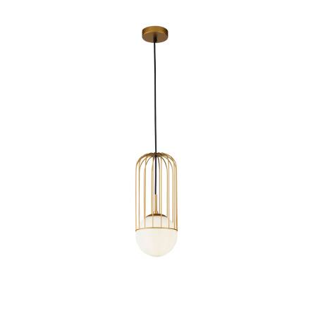 Maytoni Telford P362PL-01G lampa wisząca metalowa ramka złota klosz matowe szkło białe 1xE27 40W 15 cm