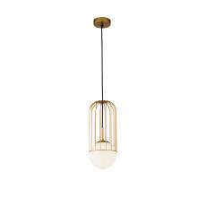 Maytoni Telford P362PL-01G lampa wisząca metalowa ramka złota klosz matowe szkło białe 1xE27 40W 15 cm