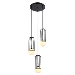 Italux lampa wisząca Simon MDM-3938/3 BK czarna druciana potrójna 37cm
