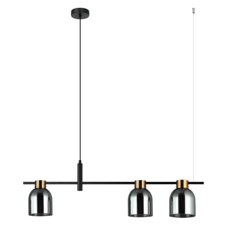 Italux Servio PND-66892-3-BK-SG lampa wisząca nowoczesna stalowa czarna klosz dymiony grafitowy E14 3x40W