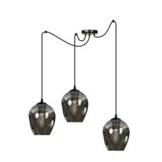 Emibig LEVEL 3 BL/GRAFIT 757/3 lampa wisząca nowoczesna klosze szklane kule grafit regulowana 3x60W E27 200cm