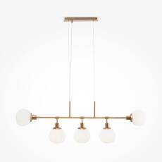 Maytoni Erich MOD221-PL-05-G lampa wisząca metalowa rama mosiądz klosz matowy białe szkło 5XE14 40W 120cm