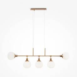 Maytoni Erich MOD221-PL-05-G lampa wisząca metalowa rama mosiądz klosz matowy białe szkło 5XE14 40W 120cm