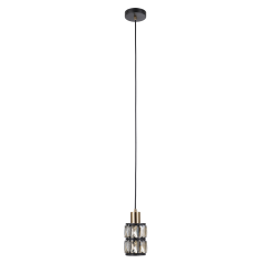 Italux Menfi  PND-44236-1-BK-GD lampa wisząca nowoczesna stalowa czarna, złota, klosz szkło, IP20 E27 1x40W 10cm