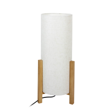 Italux Ones  TB-85930-L-WH-WO lampa stołowa klasyczna, biała lniana, drewniana, 1x25W E27 52 cm