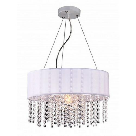 Light Prestige Madryt LP-81458/1P WH lampa wisząca biała kryształki abażur tkanina 1x60W E27 40cm