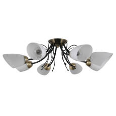 Italux Cristina PND-6706-8 plafon lampa sufitowa stal czarny brąz antyczny klosze szkło biały IP20 66cm E27 8x40W