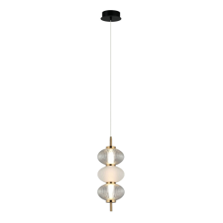 Italux Testa  PND-84938-3-BK lampa wisząca nowoczesna, czarna, stal, klosz szklany przezroczysty i biały, IP20 LED 12W 3000K 16cm