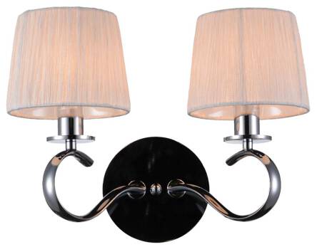 Candellux CLARA 22-21564 kinkiet lampa ścienna chrom biały abażur 2X40W E14