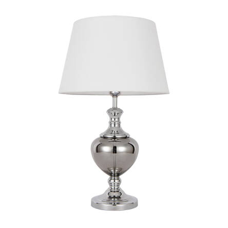 Italux Korrez TB-6620-1 lampa stołowa klasyczna chrom metal abażur tkanina biały 45cm IP20 E27 1x60W 