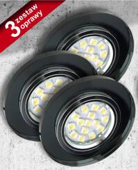Candellux SS-15 CH/BK oprawy do wbudowania zestaw trzech opraw czarny 3X50W GU10 bez żarówki min 6,4cm
