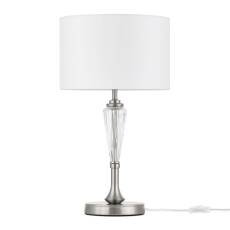 Maytoni Alicante MOD014TL-01N lampa stołowa metalowa rama nikiel elementy szklane abażur tkanina 1xE14 40W 26,5 cm