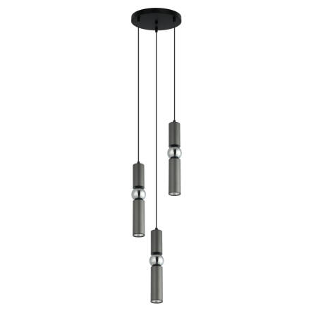 Italux Isidora PND-14290-3-GR lampa wisząca nowoczesna stalowa potrójna czarny szary i chrom GU10 3x25W IP20 26cm