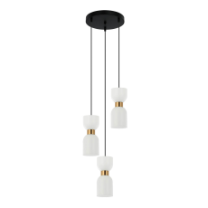 Italux Monza  PND-57602-3-BK+BRO lampa wisząca nowoczesna potrójna stal, mosiężna klosz biały E27 3x40W IP20 68,5 cm