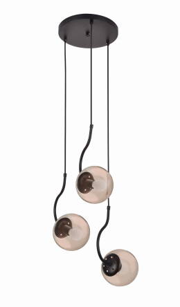 Light Prestige Hook 3 LP-125/3P BK lampa wisząca czarna klosze bursztynowe industrialna 3x40W E27 38cm