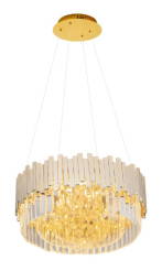Maxlight Trend P0368 lampa wisząca metalowa złota kryształowe sople zawieszone pionowo 8x40W E14 45cm