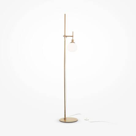 Maytoni Eric MOD221-FL-01-G lampa podłogowa metalowa rama mosiądz klosz matowe szkło biała 1xE14 40W 25 cm