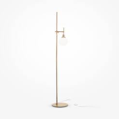 Maytoni Eric MOD221-FL-01-G lampa podłogowa metalowa rama mosiądz klosz matowe szkło biała 1xE14 40W 25 cm