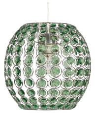 Candellux RICA 31-02556 lampa wisząca zielona abażur z kryształkami 1X40W E27 28 cm