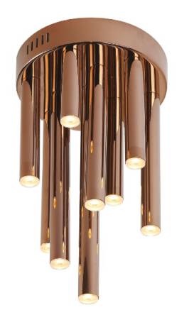 Maxlight ORGANIC COPPER C0116 plafon lampa sufitowa metalowa miedź połyskujące walce 10x1W LED 3000K 20cm