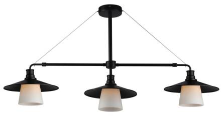 Candellux LOFT 33-43115 lampa wisząca loftowa 3X60W E27 czarna z białym kloszem 98cm