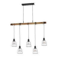 Italux Ponte PND-4290-5-L lampa wisząca retro klosze metal czarny drewno E27 5x60W IP20 100cm 