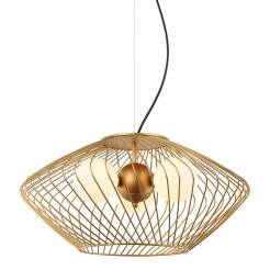 Italux lampa wisząca Zeno MDM-3845-3 GD złota druciana z trzema szklanymi kloszami 52cm