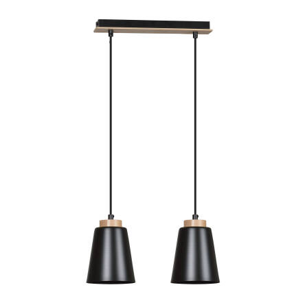 Emibig BOLERO 2 BLACK 442/2 lampa wisząca styl skandynawski drewno czarna 2x40W E27 40cm