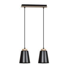 Emibig BOLERO 2 BLACK 442/2 lampa wisząca styl skandynawski drewno czarna 2x40W E27 40cm