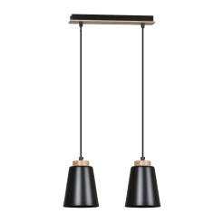 Emibig BOLERO 2 BLACK 442/2 lampa wisząca styl skandynawski drewno czarna 2x40W E27 40cm