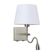 Italux Norte WL-1122-2-BL-SN-RO-WH kinkiet lampa ścienna nowoczesny stal nikiel abażur tkanina biały E27 60W LED 3W 3000K IP20 29cm