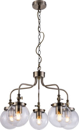 Candellux BALLET 35-70876 lampa wisząca patynowa szklany klosz 5X40W E27 55cm WM