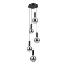 Italux Strela PND-34378-5S-BK lampa wisząca, szklane klosze, LED 25W 3000K 35 cm