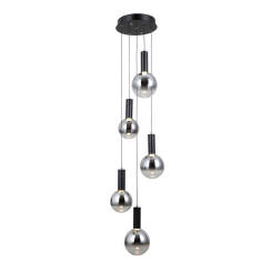 Italux Strela PND-34378-5S-BK lampa wisząca, szklane klosze, LED 25W 3000K 35 cm