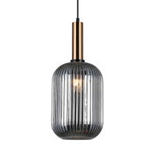 Italux Antiola PND-5588-1L-BRO+SG lampa wisząca nowoczesna mosiężny szklany klosz dymiony 1x40W E27 20cm