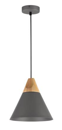 Maytoni Bicones P359-PL-220-C lampa wisząca szary klosz metalowy element drewna 1xE27 60W 22cm