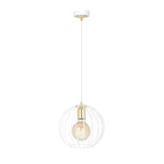 Emibig ALBIO 1 WHITE 145/1 lampa wisząca industrailna regulowana metalowa złoto biała klosz druciak 1x60W E2723cm