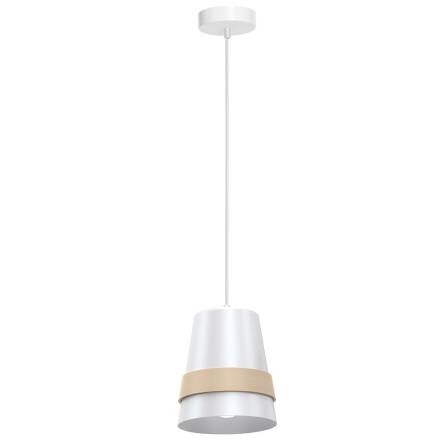 Milagro VENEZIA WHITE MLP5437 lampa wisząca nowoczesna metalowa biała z drewnem styl skandynawski 1xE27 14cm