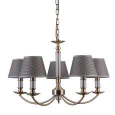 Italux Zanobi PND-43272-5 lampa wisząca stal szkło tkanina brąz antyczny klosze szary E14 5x40W IP20 67cm