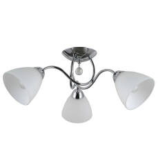 Italux Lugano PND-5643-3 plafon lampa sufitowa chrom stal klosz szkło biały kryształ E27 3x40W IP20 50cm